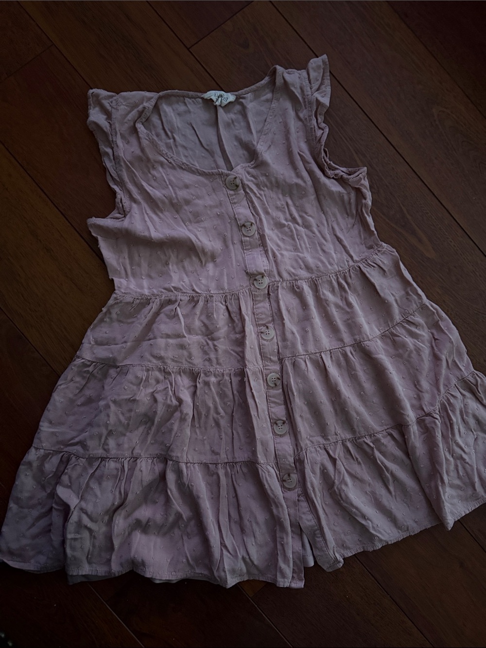 Sweet Wanderer Dusty Pink Tiered Button-Front Dress